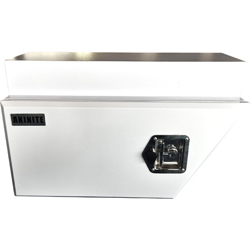 Pair of White Steel Underbody Toolbox Side Opening Twin Pack Under Body Under Tray Heavy Duty Ute Tool Box