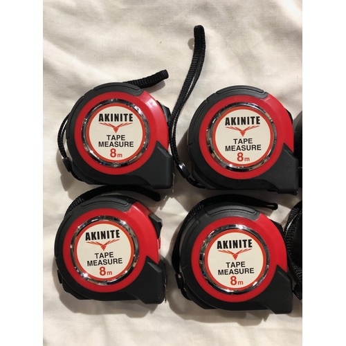 4 X Akinite Optimum 8 Metre Tape Measure With 25mm Wide Blade