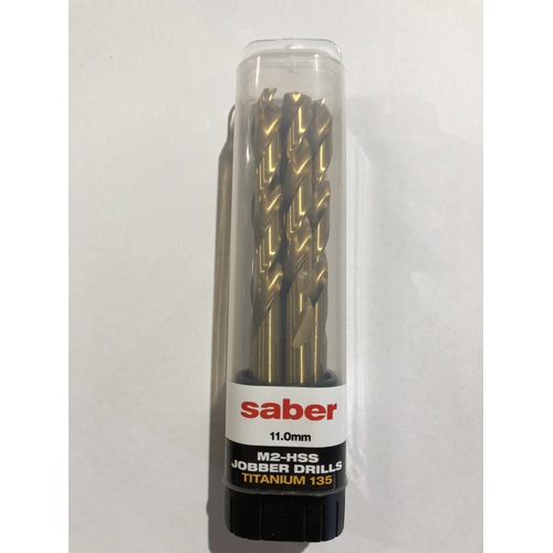 Saber 11.00mm TiN Coated M2-HSS Jobber Drill 5 Pack