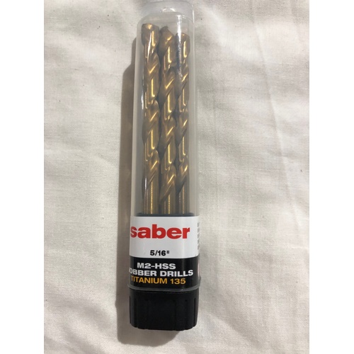 Saber 5/16" TiN Coated M2-HSS Jobber Drill 5 Pack