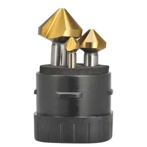 Saber Essentials TiN Coated Triple Flute Round Shank 90 Deg Countersink Set